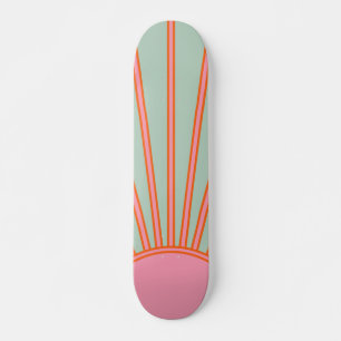 Sonnenaufgang Grün und Rosa Abstrakt Retro-Sonnens Skateboard