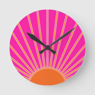 Sonnenaufgang Heiß rosa und orange Preppy Sonnens Runde Wanduhr