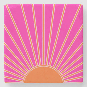 Sonnenaufgang Heiß rosa und orange Preppy Sonnens Steinuntersetzer