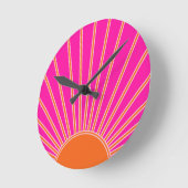 Sonnenaufgang Heiß rosa und orange Preppy Sonnensc Runde Wanduhr (Winkel)