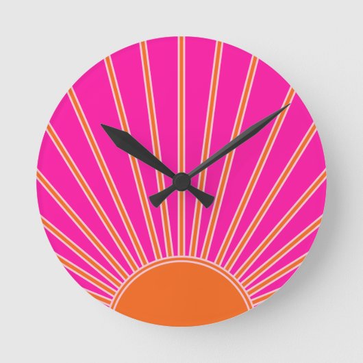 Sonnenaufgang Heiß rosa und orange Preppy Sonnensc Runde Wanduhr (Vorderseite)