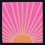 Sonnenaufgang Heiß rosa und orange Preppy Sonnensc Steinuntersetzer<br><div class="desc">Sun Print - heiß rosa und orange - Sonnenschein,  Moderner Abstrakt geometrischer Sonnenaufgang.</div>