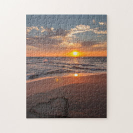 Sonnenaufgang Herz in Sand Puzzle