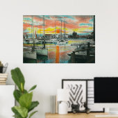 Sonnenaufgang im Hafen Poster (Heimbüro)