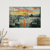 Sonnenaufgang im Hafen Poster (Küche)