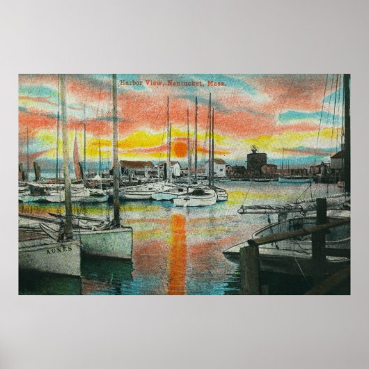 Sonnenaufgang im Hafen Poster (Vorne)
