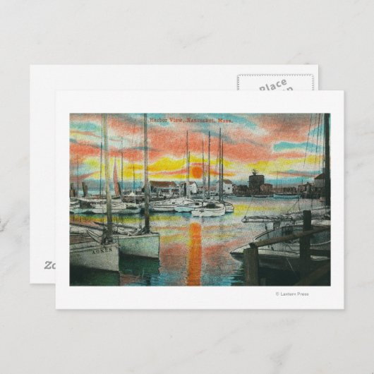 Sonnenaufgang im Hafen Postkarte (Vorne/Hinten)