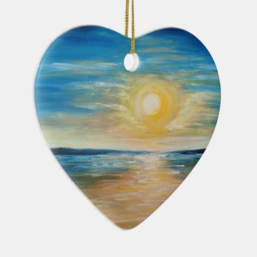 Sonnenaufgang im Meer Sonnenuntergang strahlende S Keramik Ornament (Rechts)