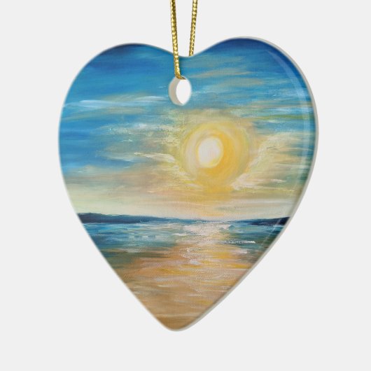 Sonnenaufgang im Meer Sonnenuntergang strahlende S Keramik Ornament (Links)