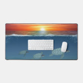 Sonnenaufgang im Ozean und schwimmende Meeresschil Schreibtischunterlage (Tastatur & Maus)