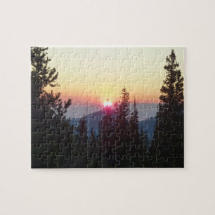 Sonnenaufgang im Wald am Rocky Mountain Puzzle