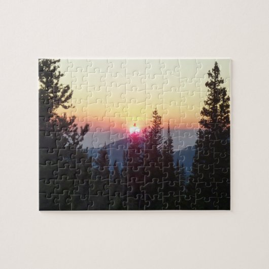 Sonnenaufgang im Wald am Rocky Mountain Puzzle (Horizontal)