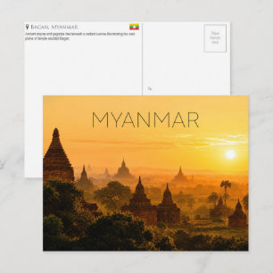 Sonnenaufgang in Bagan, Myanmar Reise-Postkarte Postkarte