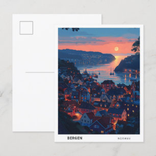 Sonnenaufgang in Bergen Norwegen Postkarte