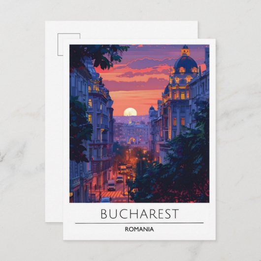 Sonnenaufgang in Bukarest - Rumänien Postkarte (Vorne/Hinten)