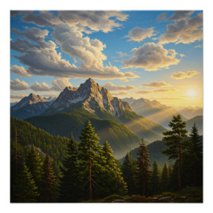 Sonnenaufgang in den Bergen Poster