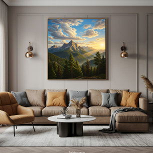 Sonnenaufgang in den Bergen Poster