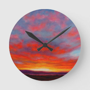 Sonnenaufgang in den Bergen von Montana-Uhr Runde Wanduhr