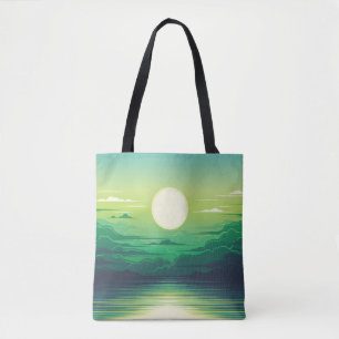 Sonnenaufgang in der Meeresillustration Bekleidung Tasche