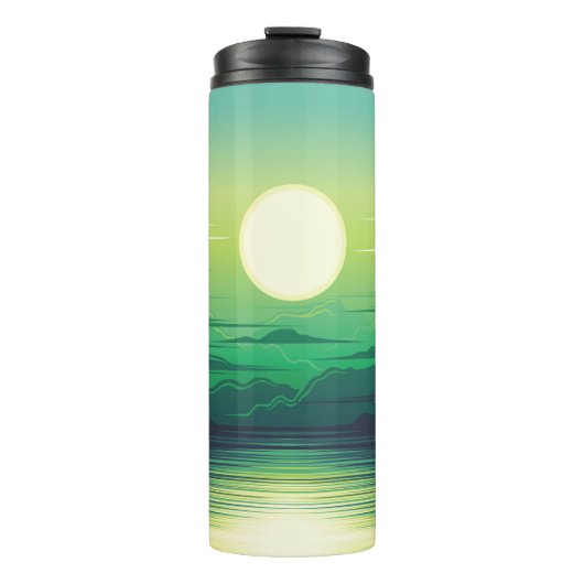 Sonnenaufgang in der Seemaschine, Kleidung, Kunst, Thermosbecher (Vorderseite)