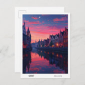 Sonnenaufgang in Gent Belgium Reisen Postkarte (Vorne/Hinten)