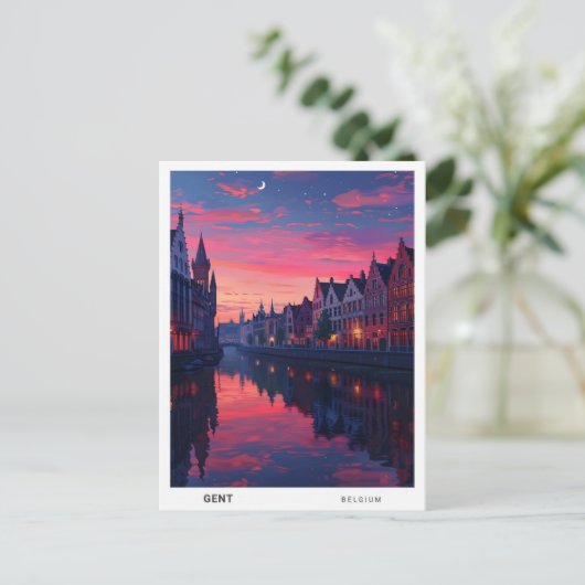 Sonnenaufgang in Gent Belgium Reisen Postkarte (Stehend Vorderseite)