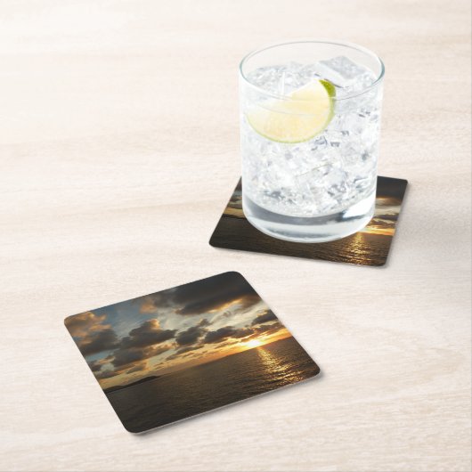 Sonnenaufgang in St. Thomas I. US-Jungfrau Rechteckiger Pappuntersetzer (Vor Ort)