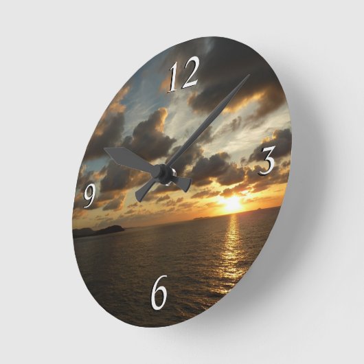 Sonnenaufgang in St. Thomas I. US-Jungfrau Runde Wanduhr (Winkel)