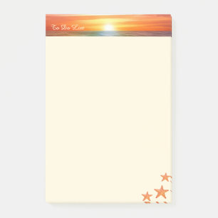 Sonnenaufgang, Kalligraphie und Seesterne auf Elfe Post-it Klebezettel