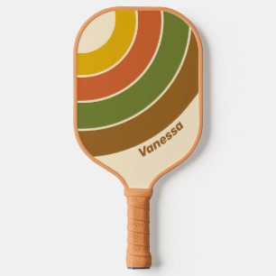 Sonnenaufgang Kleeblatt Kreis Streifen mit Namen Pickleball Schläger