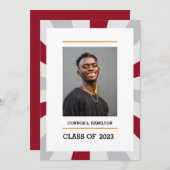 Sonnenaufgang | Krimson und Grauer Foto Abschluss Einladung (Vorne/Hinten)