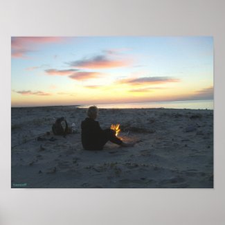 Sonnenaufgang - Lagerfeuer - Atlantik - Poster