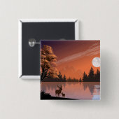 Sonnenaufgang Landschaft mit See und Deers-51207 Button (Vorne & Hinten)