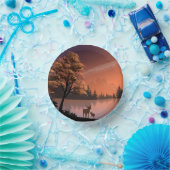 Sonnenaufgang Landschaft mit See und Deers-51207 Pappteller (Party)