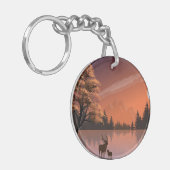 Sonnenaufgang Landschaft mit See und Deers-51207 Schlüsselanhänger (Vorderseite links)