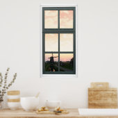 Sonnenaufgang Landsmill Imitate Fenster Blick Post Poster (Küche)