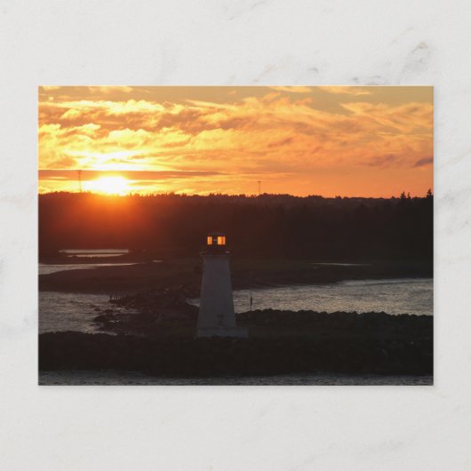 Sonnenaufgang, Leuchtturm im Hafen von Halifax, Fo Postkarte (Vorderseite)