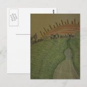 Sonnenaufgang mit farbigem Bleistift Postkarte (Vorne/Hinten)