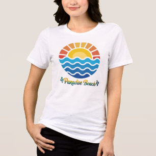 Sonnenaufgang mit Meereswellen rund um den blauen  Tri-Blend Shirt