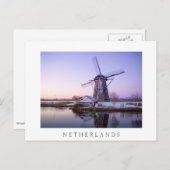 Sonnenaufgang mit Windmühle und Postkarte "Niederl (Vorne/Hinten)