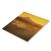 Sonnenaufgang orange Farben der Nebel im Tal im Fliese (Seite)