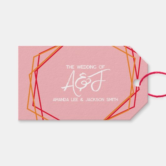 Sonnenaufgang Orange Rosa Rose Rosa Rosa Hochzeit Geschenkanhänger (Vorderseite (Horizontal))