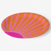 Sonnenaufgang Orange und Hot Pink Preppy Sunshine Pappteller (Schrägansicht)