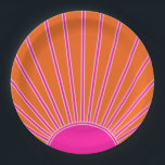 Sonnenaufgang Orange und Hot Pink Preppy Sunshine Pappteller<br><div class="desc">Sun Print - heiß rosa und orange - Sonnenschein,  Moderner Abstrakt geometrischer Sonnenaufgang.</div>