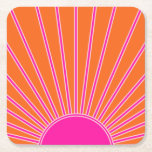 Sonnenaufgang Orange und Hot Pink Preppy Sunshine Rechteckiger Pappuntersetzer<br><div class="desc">Sun Print - heiß rosa und orange - Sonnenschein,  Moderner Abstrakt geometrischer Sonnenaufgang.</div>