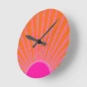 Sonnenaufgang Orange und Hot Pink Preppy Sunshine Runde Wanduhr (Winkel)
