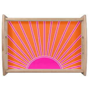Sonnenaufgang Orange und Hot Pink Preppy Sunshine Serviertablett