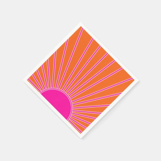 Sonnenaufgang Orange und Hot Pink Preppy Sunshine Serviette (Ecke)
