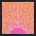 Sonnenaufgang Orange und Hot Pink Preppy Sunshine Steinuntersetzer<br><div class="desc">Sun Print - heiß rosa und orange - Sonnenschein,  Moderner Abstrakt geometrischer Sonnenaufgang.</div>
