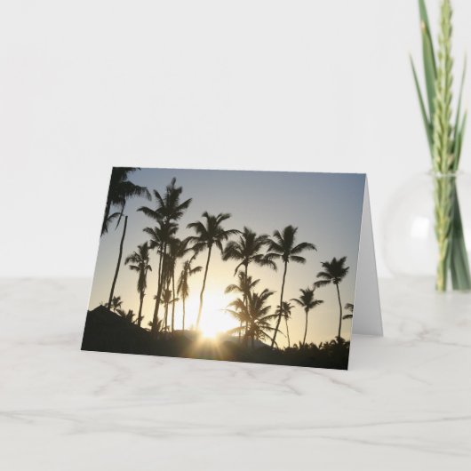 Sonnenaufgang Palmen Bäume Karte (Vorderseite)
